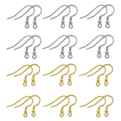 【在庫処分】パーツ ジュエリー用 ピアス金具 キャッチ付き DIY材料 金属アレルギー対応 釣針ピアス 手作り（20個925シルバー+20個14 丸玉付き シルバー925 約40個セット Kゴールド） ピアスフック YFFSFDC