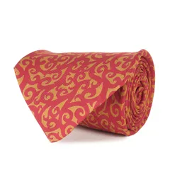 HERMES エルメス ネクタイ | トライバル柄 シルク ネクタイ | レッド ゴールド | フランス製 ブランド ファッション アイテム【メンズ】【中古】