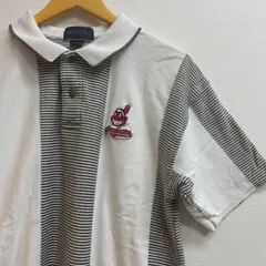 古着　L　ポロシャツ　黒　白　ワンポイント　ボーダー