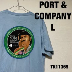PORT & COMPANY Tシャツ 半袖 L ライトブルー ビッグプリント イラスト Jersey Mike's Subs サンドイッチ キャラクター ポートアンドカンパニー RN90836 古着 TK11365