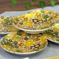 F953 中国陶器 色絵 小皿 5枚 径13～14cm F953 中国陶器 色絵 小皿 5枚 径13～14cm