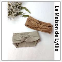 La Maison de Lyllis ラメゾンドリリス 2点セット ループ ヘアバンド ターバン キャメル ベージュ (128Y＋2657)26H
