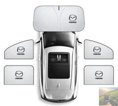 【美品・未使用新品】マツダ 車用サンシェード 5枚セット 前席 後部座席 車中泊 車窓日よけ 防虫ネット 紫外線 UVカット 遮光 内装仮眠 授乳 アンクセイラ CX-5 CX-50 CX-30