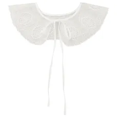 Elerevyo 肩掛け 取り外し可能 付け襟 刺繍ミニケープ ネックラフ ディッキー フェイク襟 ブラウス用 白-9