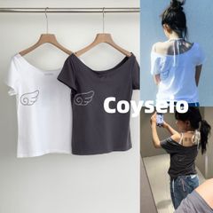 新品 韓国 COYSEIO コイセイオ WING T-SHIRT 人気 半袖 Tシャツ ファッション Y2K 人気  春夏 かわいい おしゃれ レディース【2色選択可能】