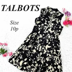TALBOTS タルボット ノースリーブ シャツワンピース 総柄 フレア 10p  大きいサイズ 花柄