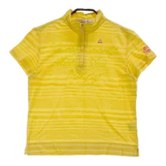 サイズ：M LE COQ GOLF ルコックゴルフ  ハーフジップ 半袖Tシャツ ボーダー柄 イエロー系 [240101441941] ゴルフウェア レディース ストスト