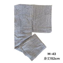 【M-43】 浴衣　青　白　竹模様　身丈152　和洋折衷コーデ　和服　浴衣リメイク　かわいい　レトロ　ストライプのサムネイル