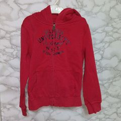トミーフィルフィガー　TOMMY HILFIGER    キッズ　パーカー 【6】　赤   レッド　綿混   コットン混    カジュアル　おしゃれ　ジップアップ　フード付き
