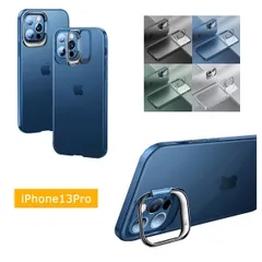 iPhone13Pro ケース カメラ枠スタンド 背面半透明 アイフォン カバー