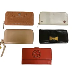 RE180 ブランド長財布まとめ 5点セット GUCCI Chloe A.D.M.J. dal 1988 COACH ピンク ホワイト ブラック エナメル レザー ウォレット 小物