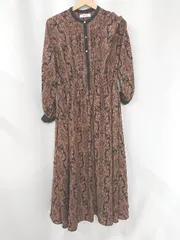 ◇ Θ Sonny Label ダマスクプリント 長袖 ロング ワンピース サイズF ブラウン ブラック系 マルチ レディース E  【1507160010805】