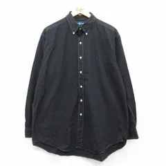 XL/古着 ラルフローレン 長袖 ブランド シャツ メンズ 90s ワンポイントロゴ BLAKE 大きいサイズ コットン ボタンダウン 黒 ブラック 25may