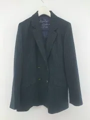◇ mysty woman ミスティウーマン ストライプ 長袖 テーラードジャケット サイズM ダークネイビー マルチ レディース P  【中古】 【1210120009466】