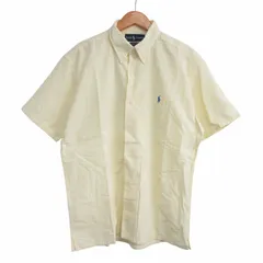 ラルフローレン RALPH LAUREN 美品 GREGGOR シアサッカーシャツ ボタンダウン ストライプ ポニー 半袖 国内正規 イエロー M IBO76