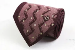 ミラショーン ブランド ネクタイ ロゴ スクエア柄 パネル柄 シルク イタリア製 PO  メンズ ブラウン mila schon 【中古】