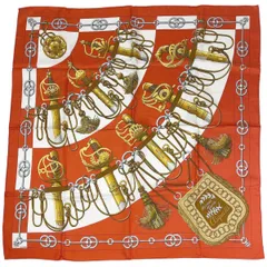 ⭐️美品⭐ エルメス スカーフ カレ90 ”Cliquetis オブジェの秘密“ エルメスデザインのシルクスカーフ ネイビーブルー【馬具