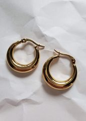 #95 チャンキークレッセントフープピアス ゴールド 23mm