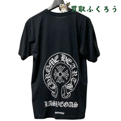【新品★ラスベガス限定】クロムハーツ Chrome Hearts　ホースシュープリント クルーネック 半袖Tシャツ カットソー ブラック  サイズL サイズXL