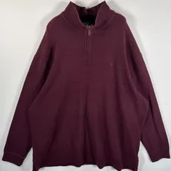 古着 90's/90年代 ポロバイラルフローレン Polo by Ralph Lauren コットンニット ハーフジップ 大きいサイズ 3XB ワインレッド メンズ