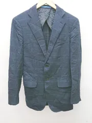 ◇ VISARUNO チェック テーラード ジャケット サイズM ネイビー メンズ P  【1406240000722】