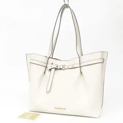 OG25503r 美品 MICHAEL KORS マイケルコース エミリア ラージ イーストウエスト トートバッグ シボ革 レザー ベルトデザイン アイボリー