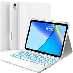 iPad 2022 第10世代 10.9インチ用_ホワイト Greenlaw iPad 第10世代 キーボード ケース iPad 10th 10.9インチ タッチパッド付き JIS基準日本語配列 2台デバイスマルチペアリング セミシリコン材質のケース 脱着式
