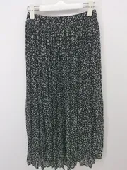 ◇ COLZA コルザ 花柄 フラワー ロング プリーツ スカート サイズS ブラック ホワイト レディース P  【中古】 【1209200001469】