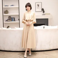 ☆ ベージュ ☆ M ☆ パーティードレス フォーマルワンピース ykpd8867 パーティ ドレスワンピース ロングワンピース フォーマルワンピース ワンピース パーティーワンピース フリル半そで セレモニーワンピース イブニングウェア 袖あり レディース