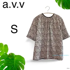 ★美品★ a.v.v アーヴェヴェ カットソー 半袖 総柄 L ホワイト　送料無料　古着　レディース