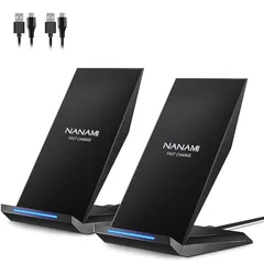 NANAMI ワイヤレス充電器 Qi急速 充電スタンド 2台セット 置くだけ充電器 最大15W出力 iPhone 16/15/14/13/12 (Pro/Pro Max/Mini) SE第三世代/11Pro/Xs (Max)/XR/8(Plus) Gala 0
