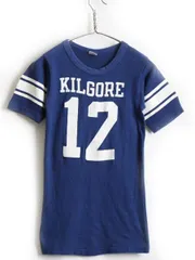 【お得なクーポン配布中!】 70's USA製 ビンテージ 希少サイズ S ★ Champion チャンピオン ナンバリング プリント フットボール Tシャツ ( 男性 メンズ ) 古着 青 白 | 【USA古着】中古 70