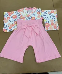 ベビー女の子服　ロンパース袴　ピンク　花柄　サイズ80cm 0806-03
