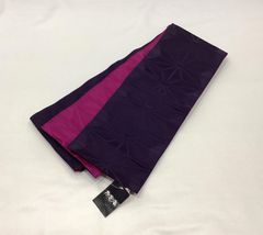 半幅帯/美品/未使用/紫×ピンク/撫松庵/リバーシブル/ゆかた/麻の葉/女物/仕立て上がり【ゆずりは】9419