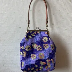 和柄ガマ口　青