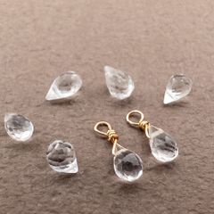 ＊4個＊ 天然石 パーツ ホワイトトパーズ チャーム ブリオレット 金色 アクセサリー作り te090