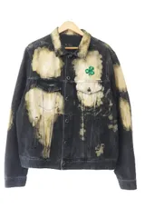 オフホワイト OFF WHITE 18AW LIBERTY DENIM JACKET リバティー 自由の女神 ブリーチ 加工 デニム ジャケット ブルゾン OMYE005E18386015 S 黒 ブラック ブランド古着ベクトル 中古☆AA★241107のサムネイル