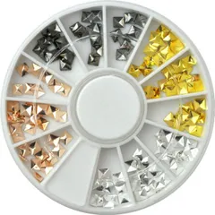 【送料無料】スタッズ ラインストーン  4色 スクエア ケース付き ネイル パーツ ジェル ネイルパーツ ネイル用品 スタッズ メタルパーツ ゴールド メタル ストーンセット ストーン セット ネイル ネイル工房【お試しセット 4色スタッズ★スクエア】