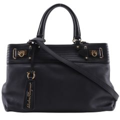 【Salvatore Ferragamo】サルヴァトーレフェラガモ ガンチーニ 2WAYショルダー AB-21C464 カーフ 黒 レディース トートバッグ
