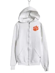 【お得なクーポン配布中!】 80s USA製 ラッセル フルジップ スウェット フード パーカー メンズ レディース S / ヴィンテージ カレッジ プリント トレーナー 裏起毛 白