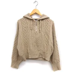 ヘザー Heather ニット パーカー リブ ケーブル編み ワイド ドロップショルダー ハーフジップ F ベージュ /NT1のサムネイル