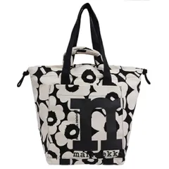 マリメッコ marimekko MONO CITY TOTE UNIKKO Shoulder bag コットン100% トートバッグ ショルダーバッグ 2WAYバッグ ブラック×ホワイト【BR14895】