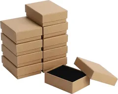 Crystal craft ギフトボックス アクセサリー用 指輪収納 クッション付き 正方形 小箱 クラフト紙 プレゼント ラッピング 10個セット(７x９x３ｃｍ)