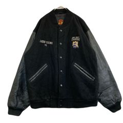【海外規格S】古着　GAME sportswear  スタジャン　袖レザー　バック刺繡　中綿入り
