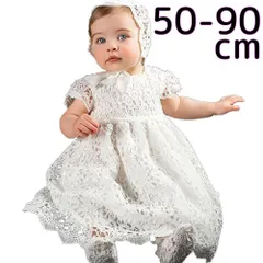 セレモニードレス 新生児 50 60 70 80 90 女の子 ベビードレス ワンピース ホワイト レース 半袖 春 夏 帽子付き 2点セ ット フォーマル 退院 初節句 記 念写真 お宮参り