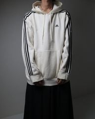 adidas "襤褸 boro" ragged triple line design hoodie white アディダス ダメージ ボロ トリプルライン デザイン 刺繡ロゴ フーディ フーデッド パーカ 白 L