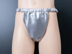 【エナメル生地のふんどしパンツ(エナメル裏地付き)】 シルバー (メンズS～4Lサイズ) ハンドメイド【受注生産】光沢感・開放感抜群