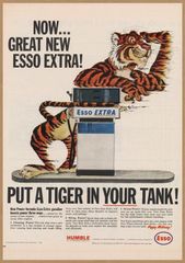 ESSO 타이거 레트로 미니 포스터 B5 사이즈 복제 광고 ◆ EXTRA 호랑이 에소 타이거 가소스타 펌프 USAD5-415