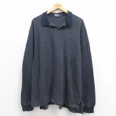 XL/古着 長袖 ブランド ポロ シャツ メンズ 90s ワンポイントロゴ コットン 開襟 オープンカラー 紺他 ネイビー spe 25aug27 中古 トップス