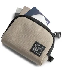 新品 【Ringke】MINI POUCH HALF POCKET イヤホンケース ICカード 現金 コイン入れ イヤホンポーチ ミニポーチ ミニバッグ (カラビナ付き) - Beige
